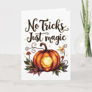 No Tricks Just Magic Halloween Pumpkin Design Card