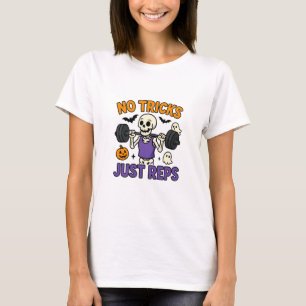 No Tricks Just Reps   Cute Funny Halloween Gym Ske T-Shirt
