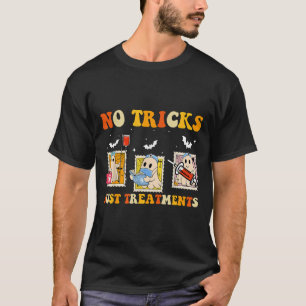 No Tricks Just S Funny Halloween Ghost Nursing  T-Shirt