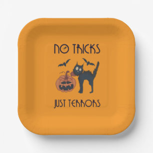 No tricks just terrors paper plate