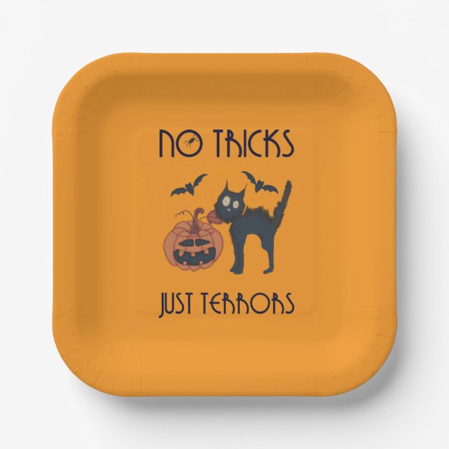 No tricks just terrors paper plate (Front)