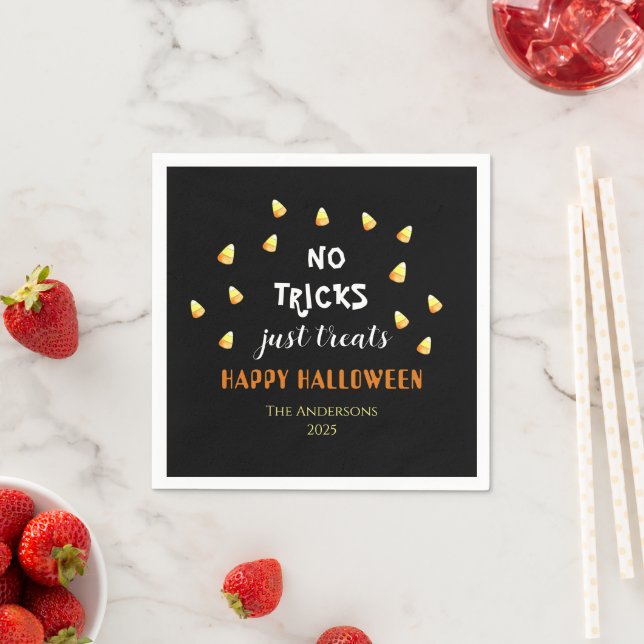 No Tricks Just Treats Candy Corn Halloween Napkin (Insitu)