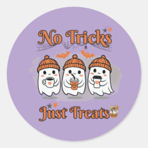 No Tricks Just Treats Cute Ghosts Classic Round Sticker