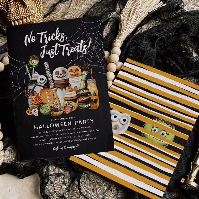 No Tricks, Just Treats Fun Halloween Party Invitation (Creator Uploaded)