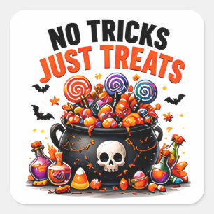 No Tricks Just Treats Funny Halloween Candy Square Sticker