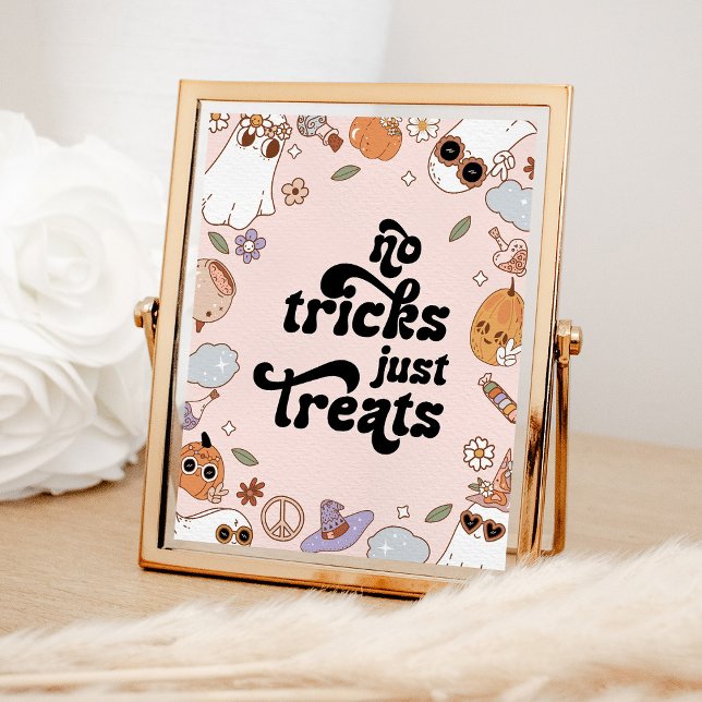 No Tricks Just Treats Ghost Halloween Birthday Poster (Creator Uploaded)