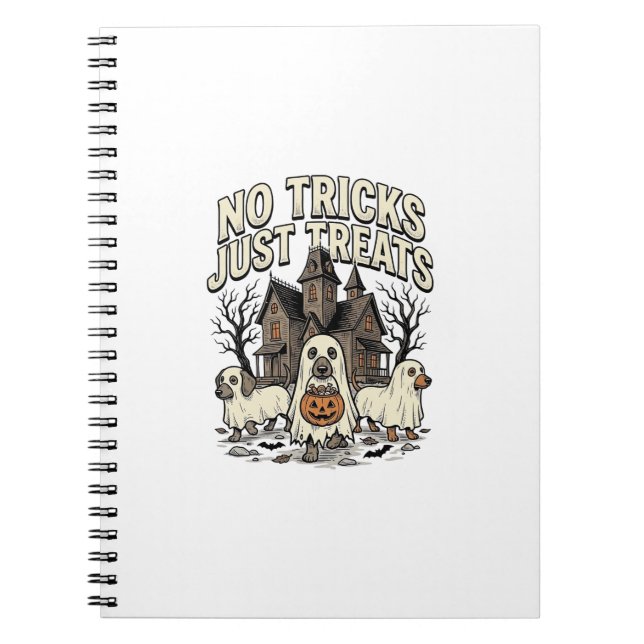No Tricks Just Treats Halloween Dachshund Ghost De Notebook (Front)