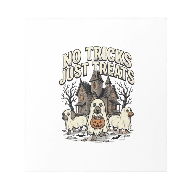 No Tricks Just Treats Halloween Dachshund Ghost De Notepad (Front)