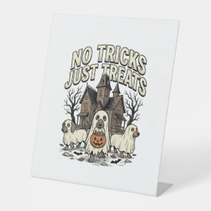 No Tricks Just Treats Halloween Dachshund Ghost De Pedestal Sign