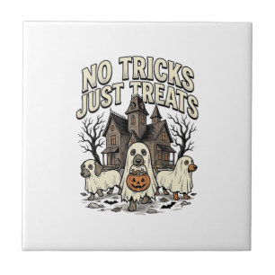 No Tricks Just Treats Halloween Dachshund Ghost De Tile