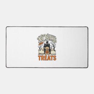 No Tricks Just Treats Halloween Dog Ghost Shirt_1 Desk Mat