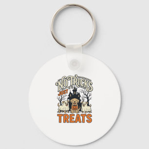No Tricks Just Treats Halloween Dog Ghost Shirt_1 Key Ring