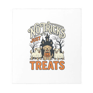 No Tricks Just Treats Halloween Dog Ghost Shirt_1 Notepad