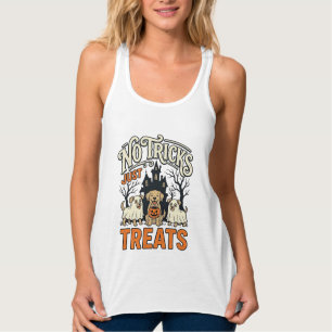 No Tricks Just Treats Halloween Dog Ghost Shirt_1 Singlet