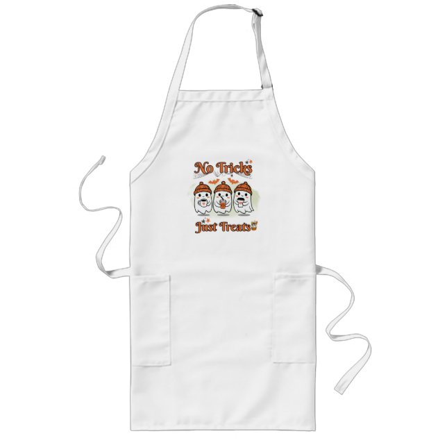 No Tricks Just Treats Halloween  Long Apron (Front)