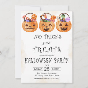 No tricks just treats Halloween party Invitation