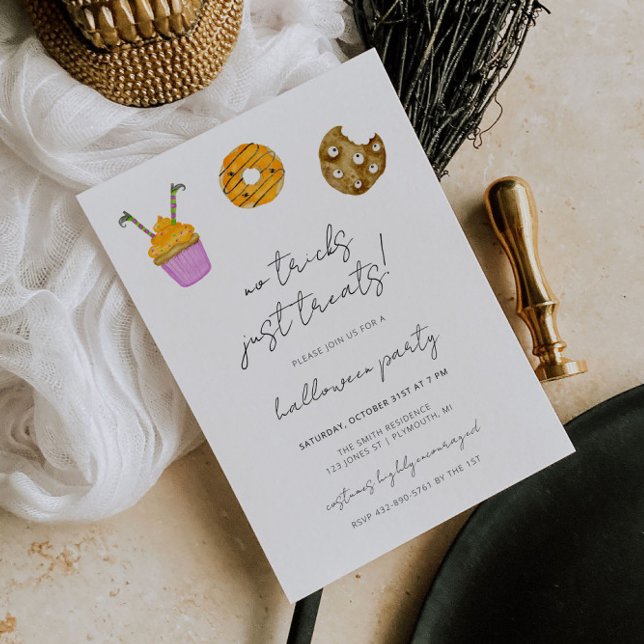 No Tricks Just Treats Halloween Party Invitation (Creator Uploaded)