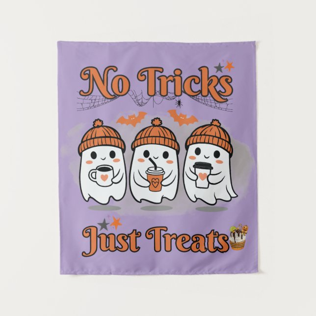 No Tricks Just Treats  Halloween  Tapestry (Front)
