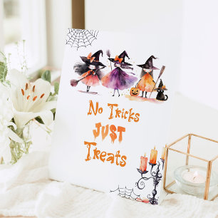 No tricks just treats Halloween witches party Pedestal Sign