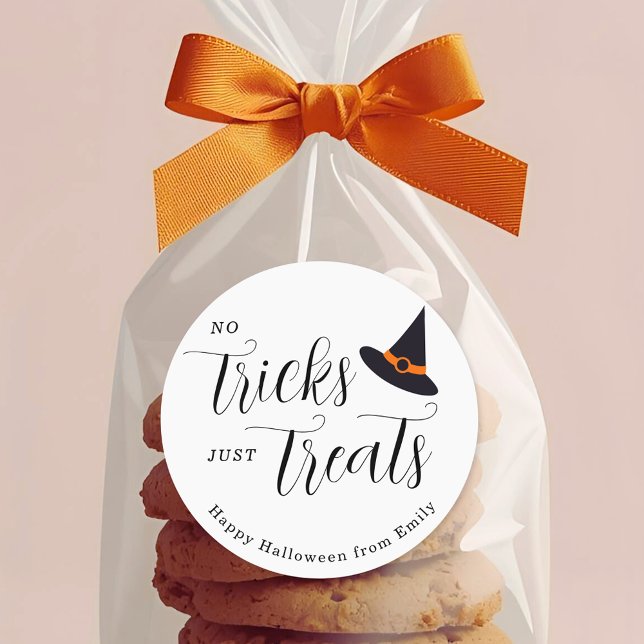 No Tricks just Treats Happy Halloween Classic Round Sticker (Creator Uploaded)