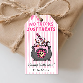 No Tricks Just Treats Pink Halloween Favour Tags