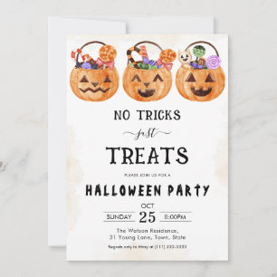 No tricks just treats spooky Halloween party Invitation