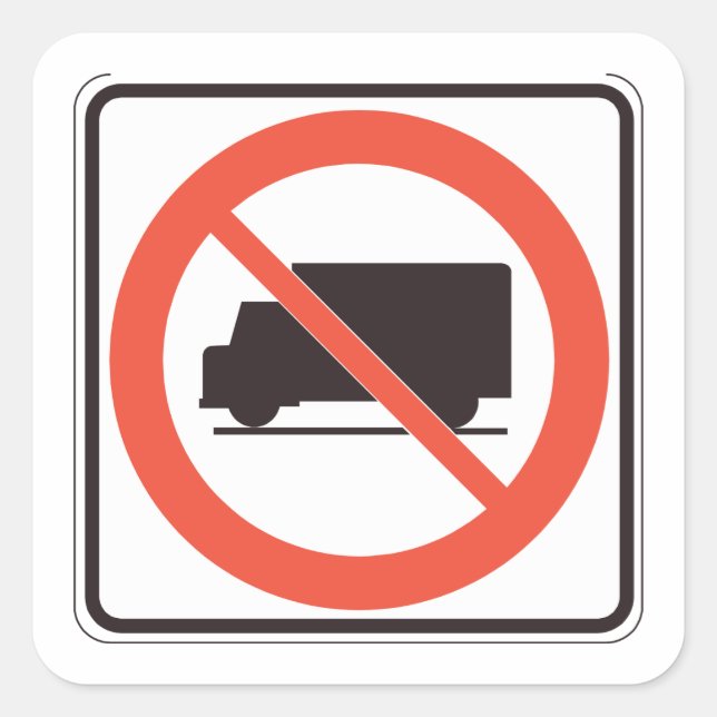 No Truck Sign Square Sticker (Front)