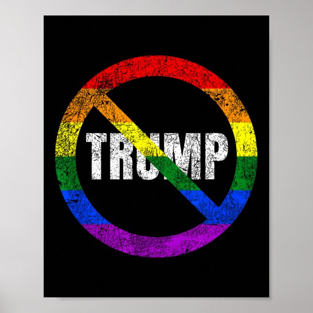 No Trump Anti Trump Rainbow Flag Gay Pride  Poster (Front)