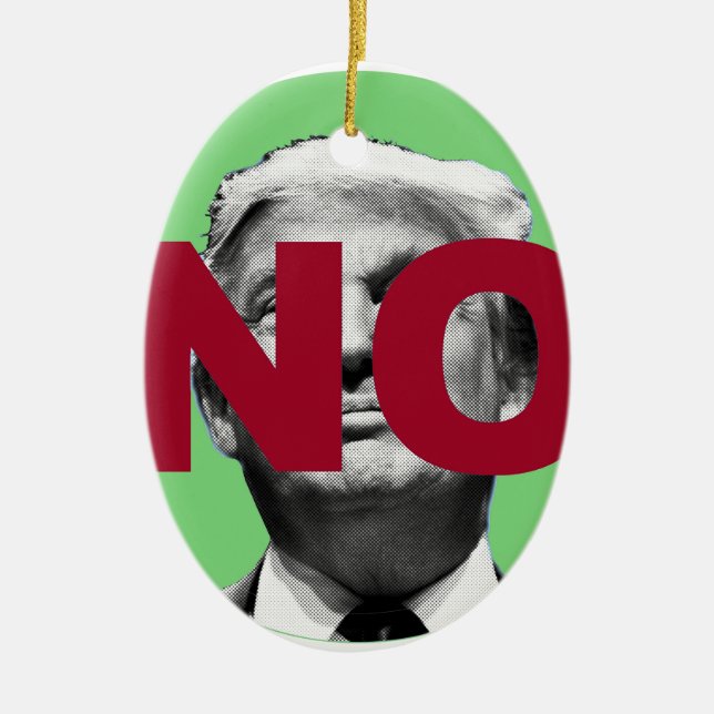 No Trump (Green and Red) Ceramic Tree Decoration (Front)
