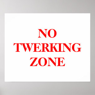 No Twerking Zone poster in bold red letters