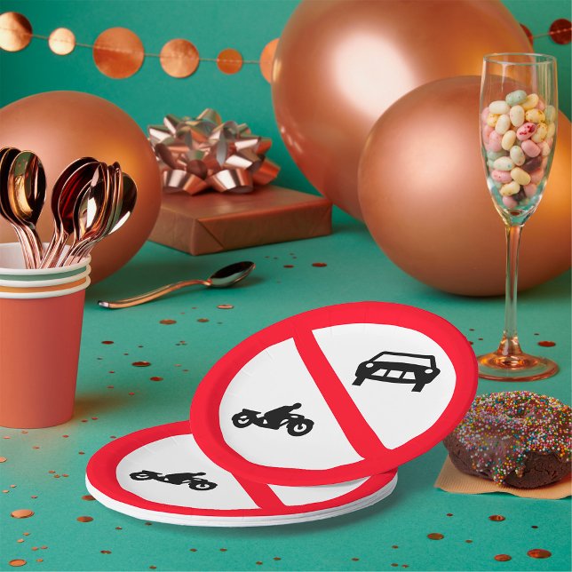 No Vehicles Road Sign Paper Plate (Creator Uploaded)