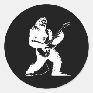 No Visible Text Detected Yeti Guitarist Rock Lover Classic Round Sticker