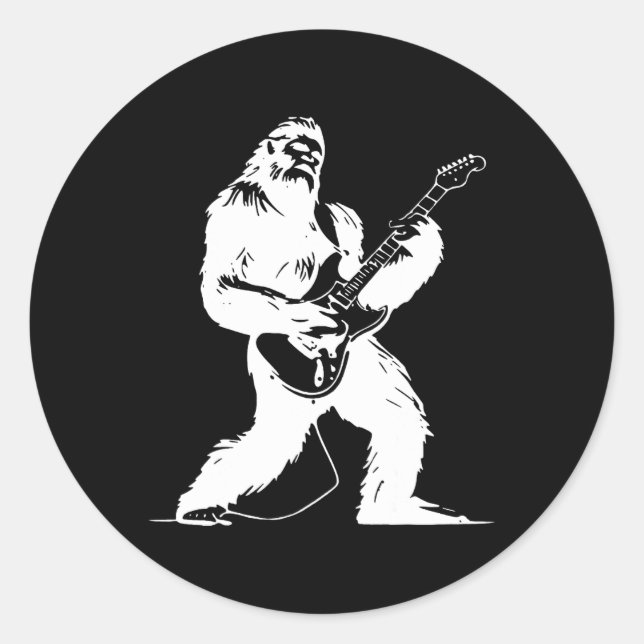 No Visible Text Detected Yeti Guitarist Rock Lover Classic Round Sticker (Front)