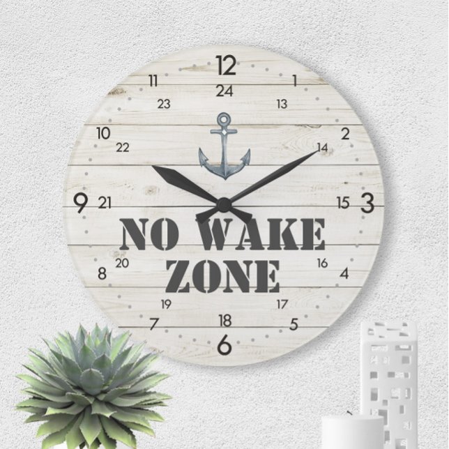 No Wake Zone Anchor 24-Hour Time Nautical Large Clock (Creator Uploaded)