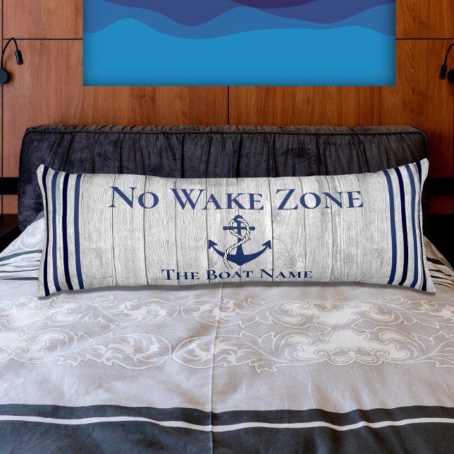No Wake Zone Navy Anchor Rope Nautical Body Cushion (Creator Uploaded)