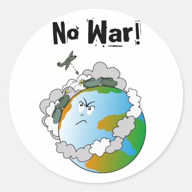 No war! classic round sticker (Front)