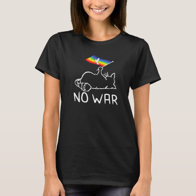 No War Peace Movement World Peace Flag Cat  2 T-Shirt (Front)
