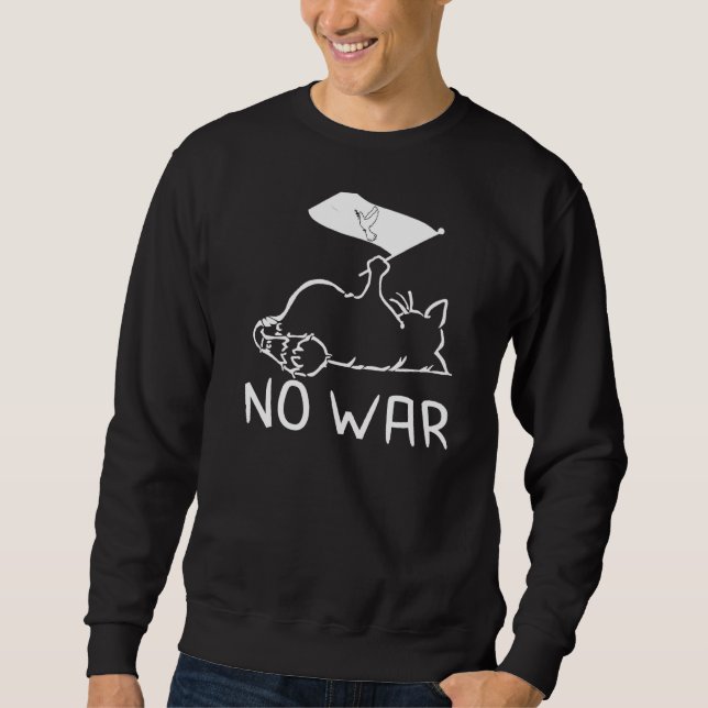 No War Peace Movement World Peace Flag Cat Sweatshirt (Front)
