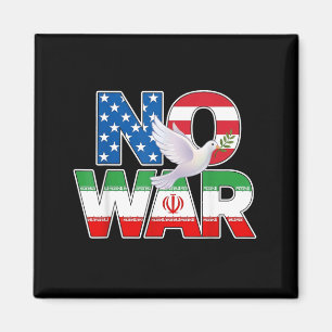 No War Vintage Dove Iran USA Flag Magnet