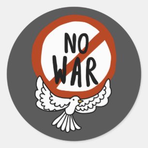 No War With Dove Classic Round Sticker