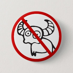 NO Water Buffalo ⚠ Funny Asian Thai Sign ⚠ 6 Cm Round Badge