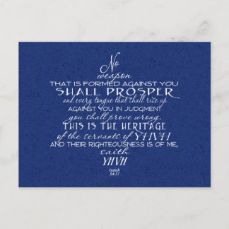 No Weapon Star of David Blue Postcard