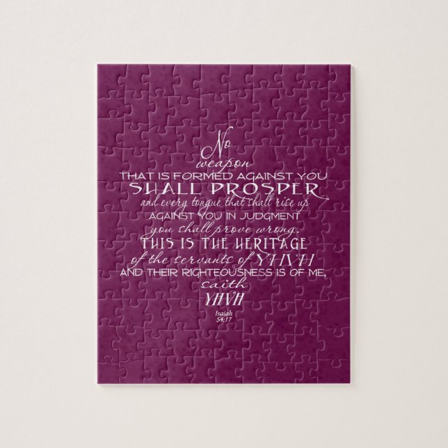 No Weapon Star of David Wine Jigsaw Puzzle (Vertical)