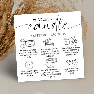 No Wick Flameless Candle Care Elegant Thank You Square Business Card
