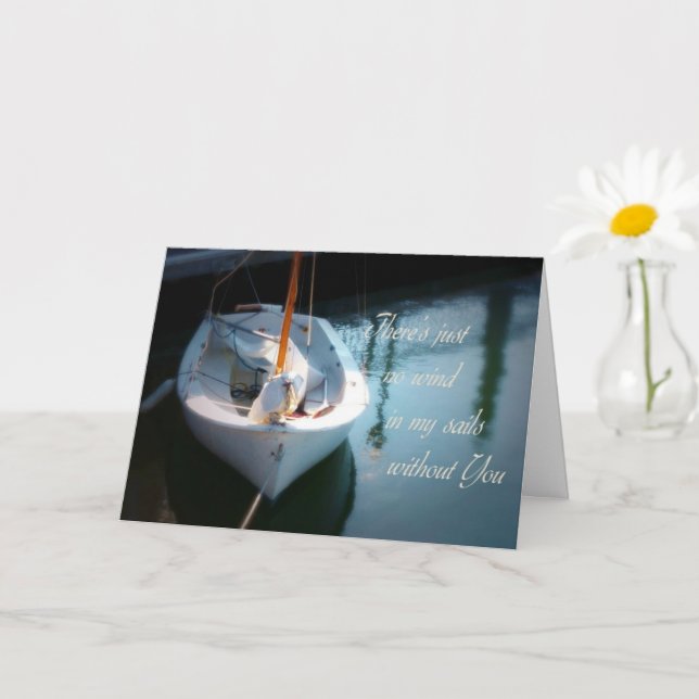 No Wind in My Sails Sailboat Miss You Card (Small Plant)