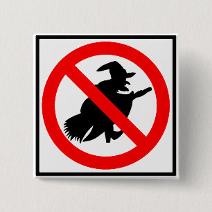 No Witches Highway Sign 15 Cm Square Badge