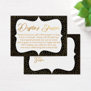 No Wrap Bridal Shower Gold Confetti & Black Card