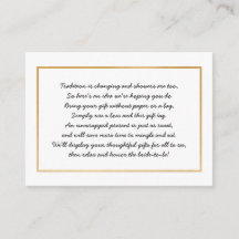No wrap bridal shower insert card + tag