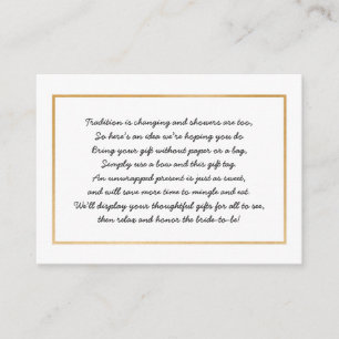 No wrap bridal shower insert card + tag