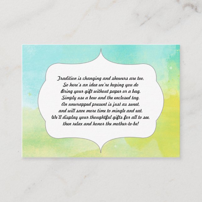 No wrap insert card water colour blue green (Front)